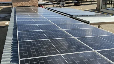 Commercial rooftop solar panel array that needs bird proofing